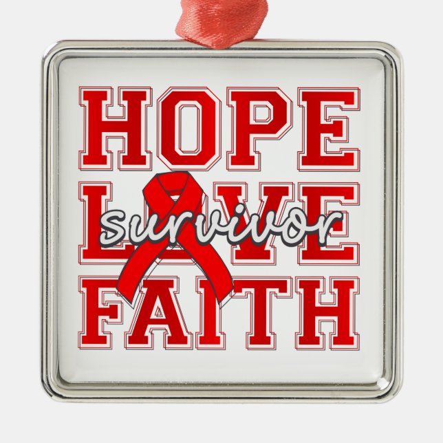 Stroke Hope Love Faith Survivor Metal Tree Decoration (Front)