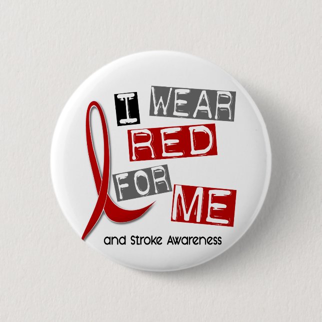 Stroke I WEAR RED FOR ME 37 6 Cm Round Badge (Front)