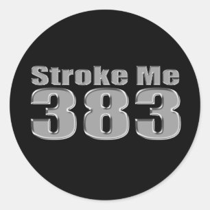 Stroke me 383 black classic round sticker
