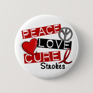 Stroke PEACE LOVE CURE 1 6 Cm Round Badge