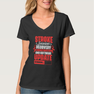Stroke Survivor Recovery Red Ribbon Stroke Awarene T-Shirt