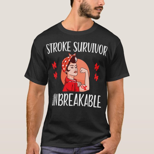 Stroke Survivor Unbreakable Red Ribbon Stroke Warr T-Shirt (Front)