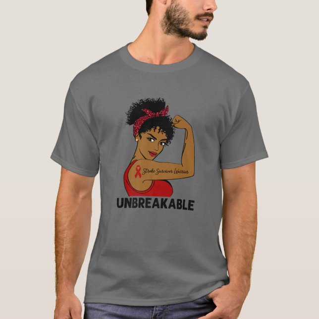 Stroke Survivor Warrior Black Women Unbreakable Aw T-Shirt (Front)