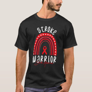 Stroke Survivor Warrior Stroke Awareness Red Rainb T-Shirt