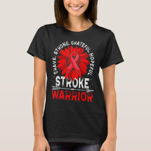 Stroke Warrior Stroke Awareness Survivor Red Ribbo T-Shirt