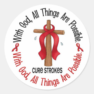 Stroke WITH GOD CROSS 1 Classic Round Sticker