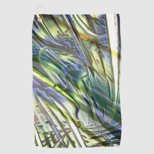 Strokes in bamboo style, soft pearly green yellow golf towel