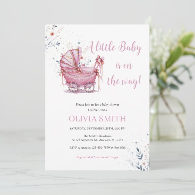 Stroller Baby Shower Invitation (Standing Front)