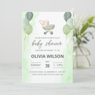 Stroller Baby Shower Invite, Boho Gender Neutral Invitation