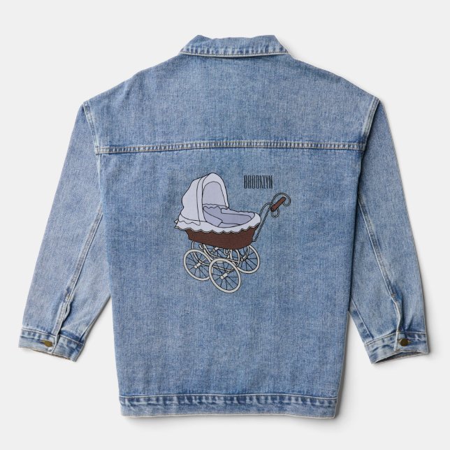 Stroller cartoon illustration  denim jacket (Back)