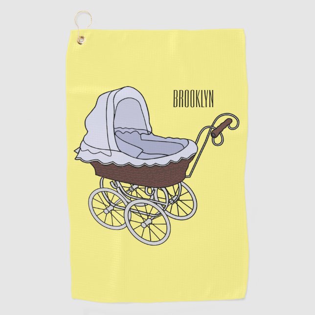 Stroller cartoon illustration  golf towel (Front)