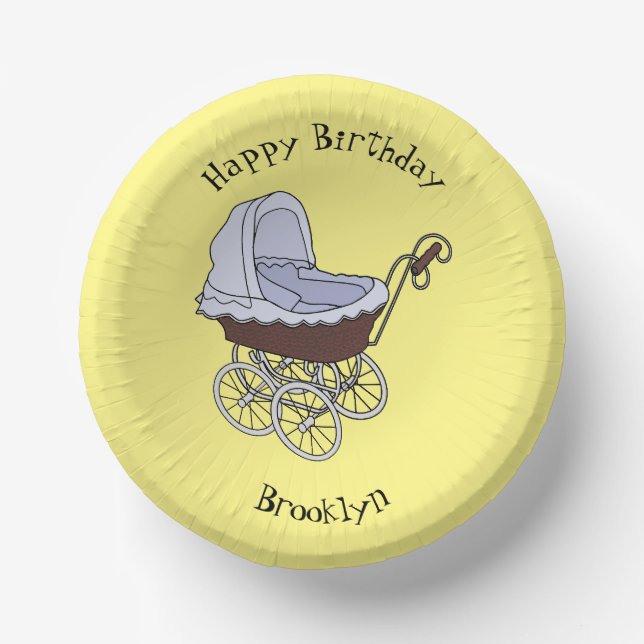 Stroller cartoon illustration paper plate (Front)