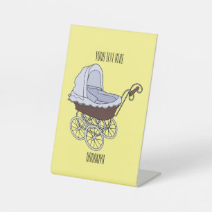 Stroller cartoon illustration  pedestal sign