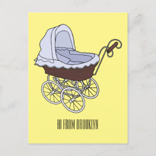 Stroller cartoon illustration postcard
