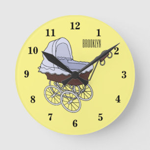 Stroller cartoon illustration  round clock