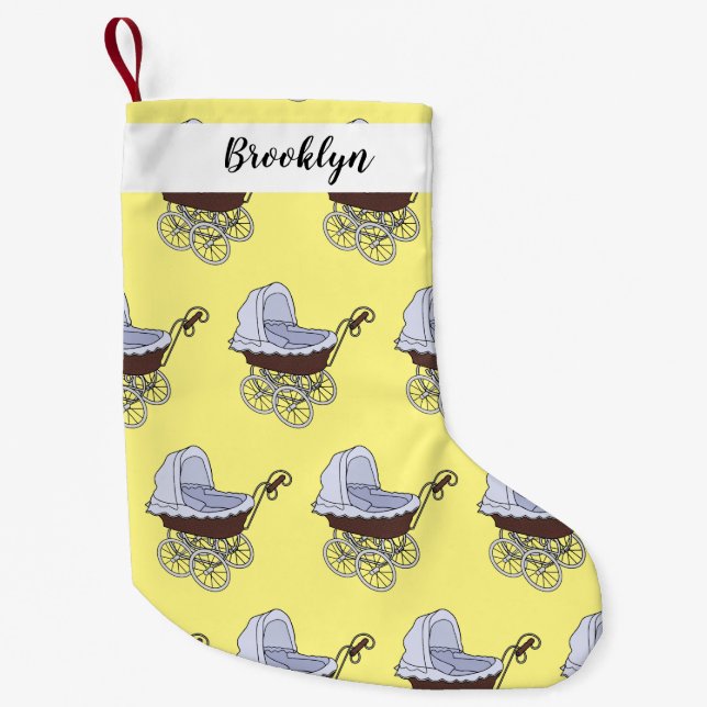 Stroller cartoon illustration small christmas stocking (Front)