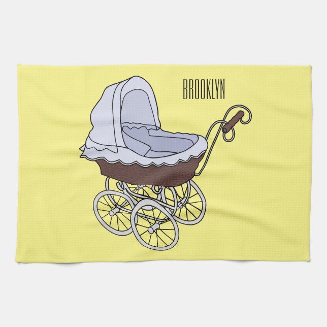 Stroller cartoon illustration  tea towel (Horizontal)