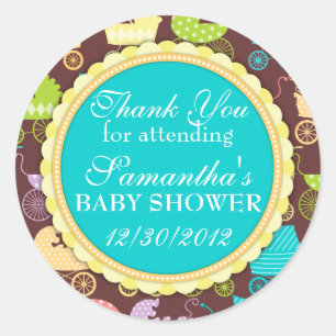 Stroller Chic Baby Shower Classic Round Sticker