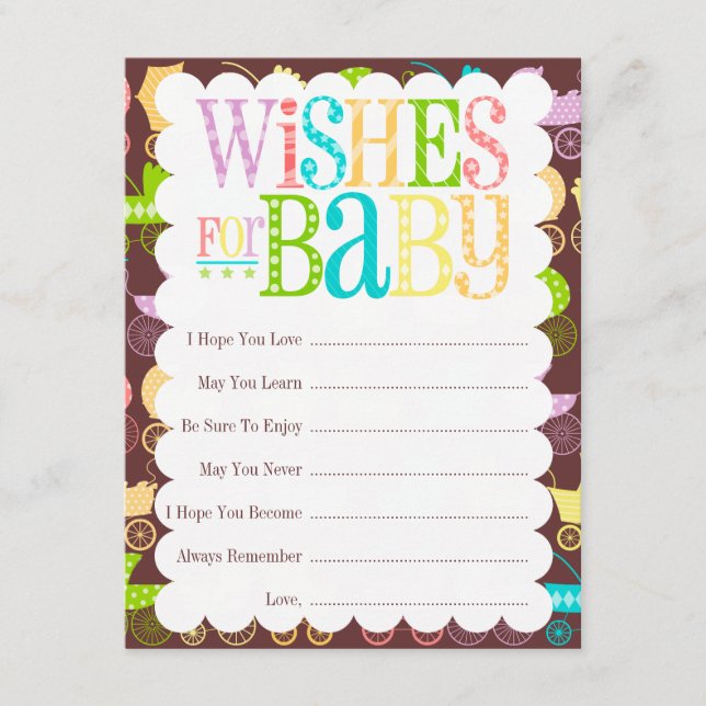 Stroller Chic "Wishes For Baby" Advice Card (Front)