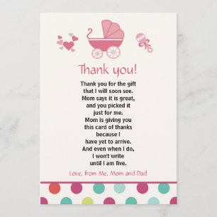 Stroller Thank You Card Baby Girl Shower