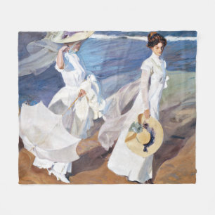 Strolling along the Seashore by Joaquin Sorolla Fleece Blanket
