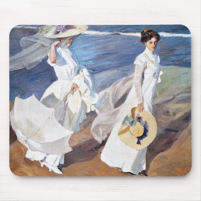Strolling along the Seashore by Joaquin Sorolla Mouse Pad (Front)