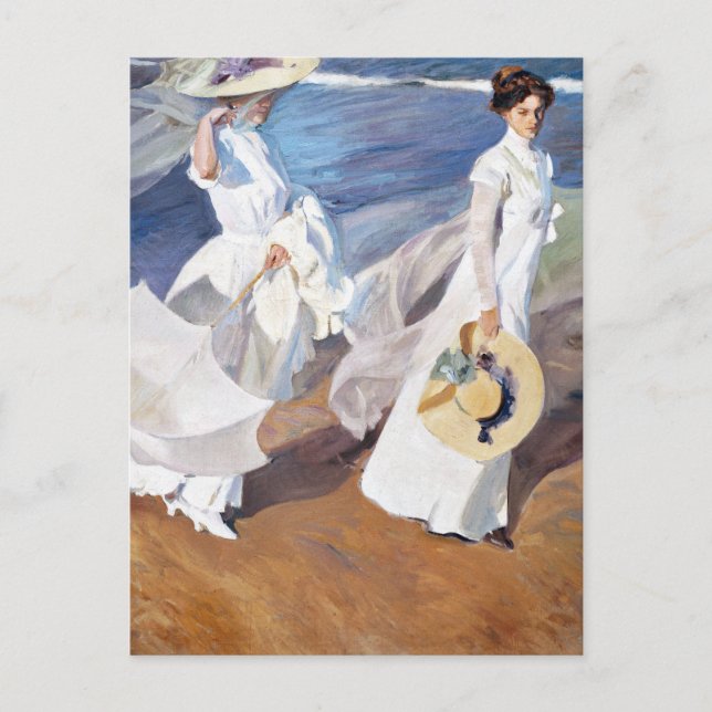 Strolling along the Seashore by Joaquin Sorolla Postcard (Front)