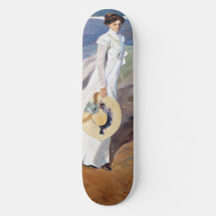 Strolling along the Seashore by Joaquin Sorolla Skateboard