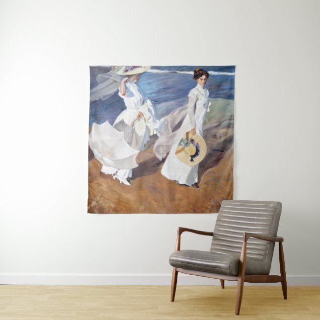 Strolling along the Seashore by Joaquin Sorolla Tapestry (In Situ)
