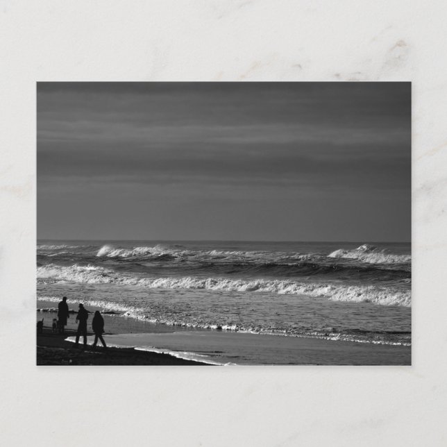 Strolling the Oregon Coast in Monochrome Postcard (Front)