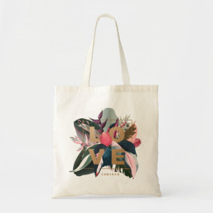 Stromanthe, Rubber Fig and Pink Philodendron Love Tote Bag