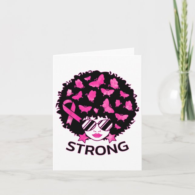 Strong African American Woman Breast Cancer Awaren Card (Front)