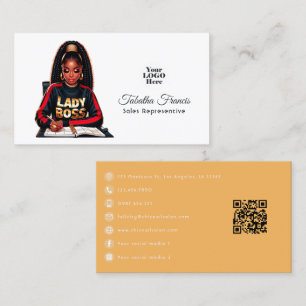 Strong Afro Black Woman Empowerment Art Business Card