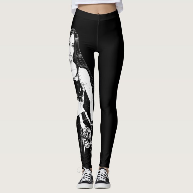 Strong and beautiful - b&w leggings (Front)