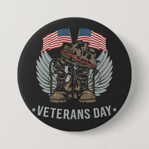Strong And Brave Veterans Day USA Flag 7.5 Cm Round Badge