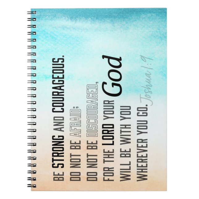 Strong and Courageous Joshua 1:9 Bible Verse Notebook (Front)