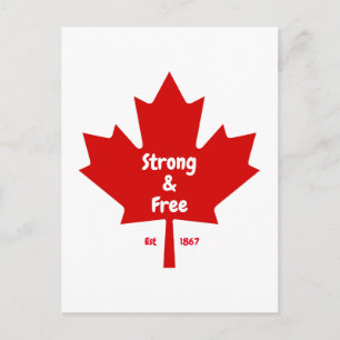 "Strong and Free" Maple Leaf Postcard