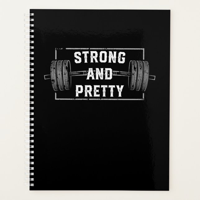 Strong And Pretty Funny Gym Quotes Tank Top Planner (Front)