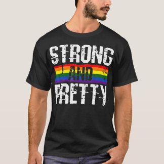 Strong And Pretty Gay Pride Gym Lifting Workout LG T-Shirt