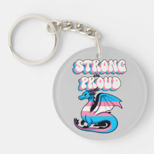 Strong And Proud - Transgender Pride Dragon Key Ring