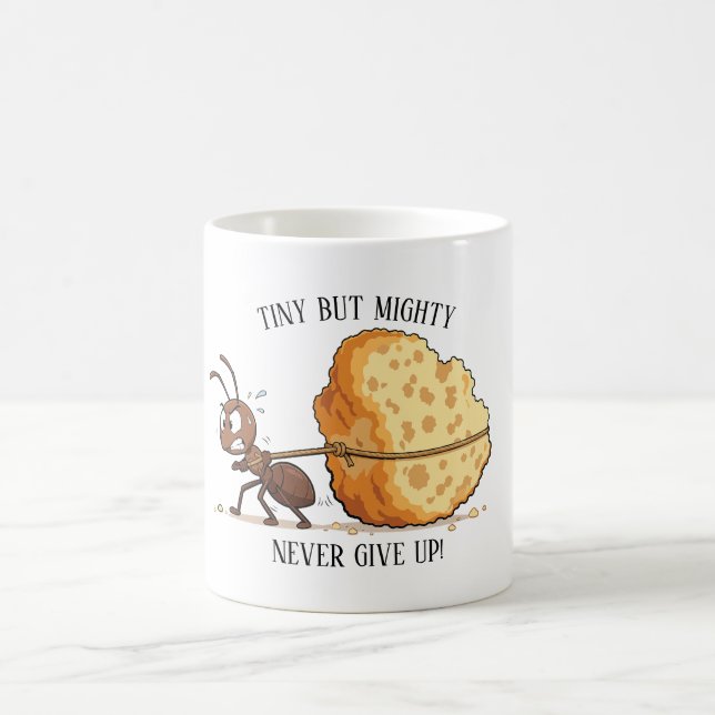 Strong Ant Carrying a Giant Piece of Cheese Coffee Mug (Center)