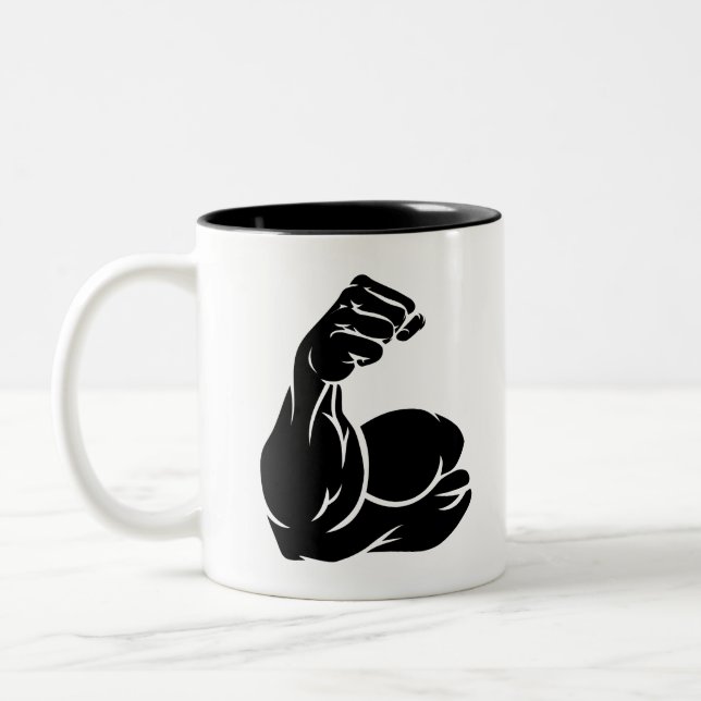 Strong Arm Showing Biceps Muscle Two-Tone Coffee Mug (Left)