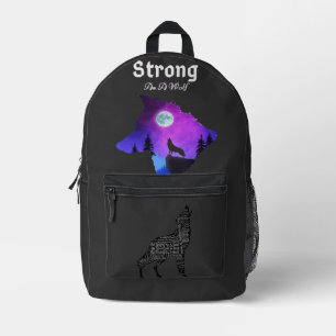 Strong as a Wolf Spirit Printed Backpack