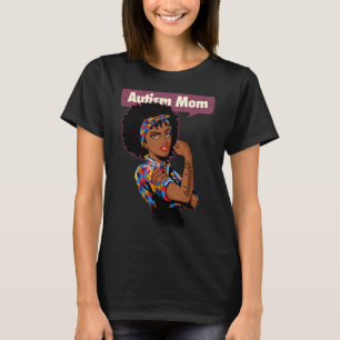 Strong Autism Mum Awareness Afro Mother Black Woma T-Shirt