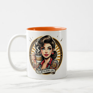 Strong beautiful women that love coffee Two-Tone coffee mug