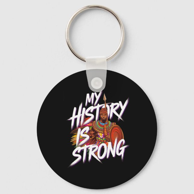 Strong Black History Month Afro American Warrior  Key Ring (Front)