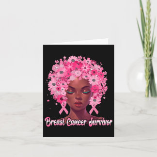 Strong Black Queen Survivor Breast Cancer Awarenes Card