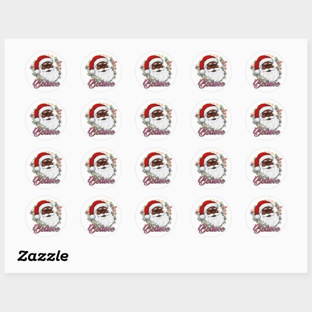 Strong Black Santa Melanin Chrismas Claus Men  Classic Round Sticker (Sheet)