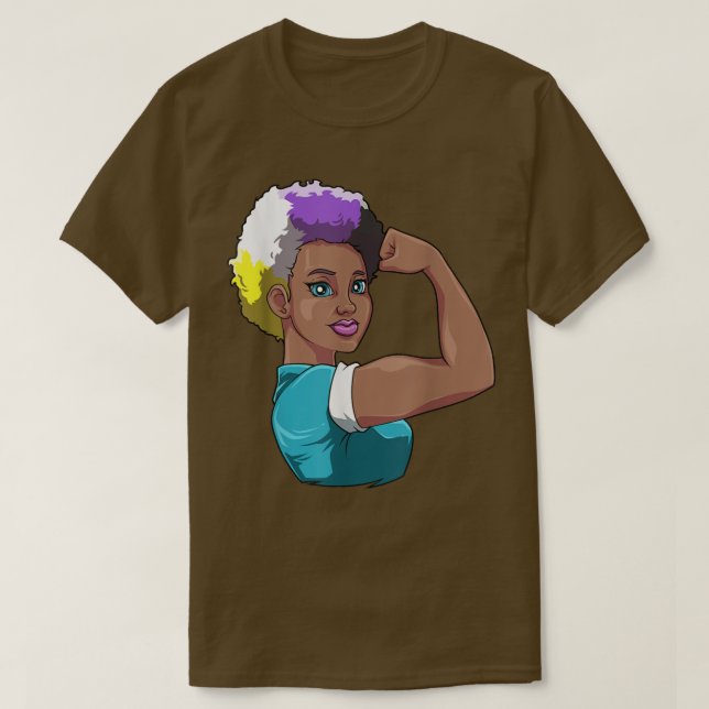 Strong Black Woman Nonbinary Pride Black History M T-Shirt (Design Front)