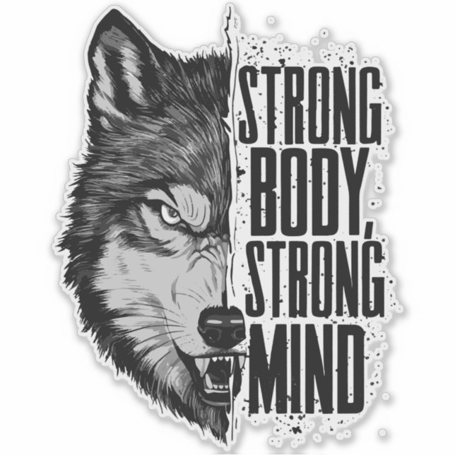 Strong Body Strong Mind Wolf Motivation (Front)